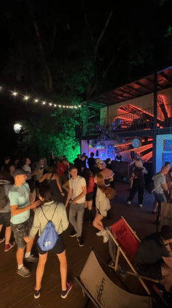 Nighttime deck party with Jameson branding, Warsaw