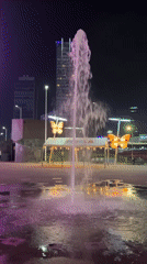 Nighttime scenes captured at outdoor entertainment venue in Puebla