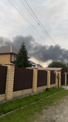 Heavy black smoke rises over Tyumen in multiple neighborhood views