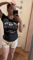 Woman takes series of mirror selfies in Yaroslavka home