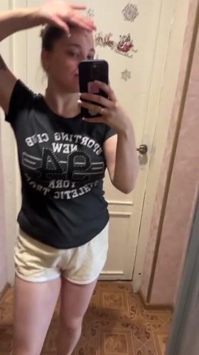 Woman takes series of mirror selfies in Yaroslavka home