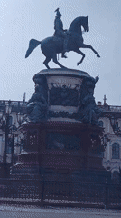 Equestrian monument with rearing horse documented in Saint Petersburg