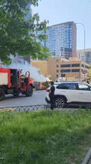 Firefighters extinguish vehicle and dumpster fire in Kazan, Russia