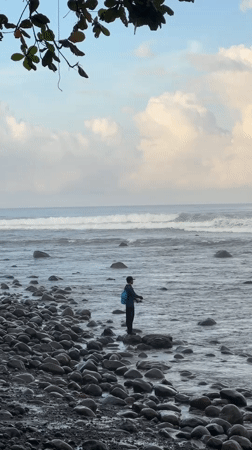 Evening coastal activities observed in Pekutatan, Indonesia