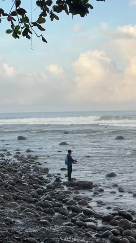 Evening coastal activities observed in Pekutatan, Indonesia