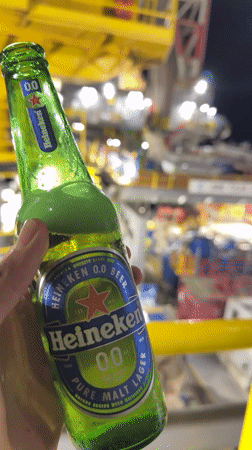 Heineken 0.0 on an offshore rig at night
