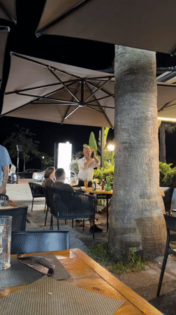 Live performance at an outdoor dinner setting in Vlora