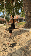 Ko Samui temple statues and beachside swing, one morning
