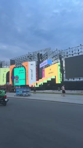 Outdoor concert stage lights up Nha Trang's beachfront street at night