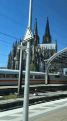 Train departure recorded from passenger window in Cologne