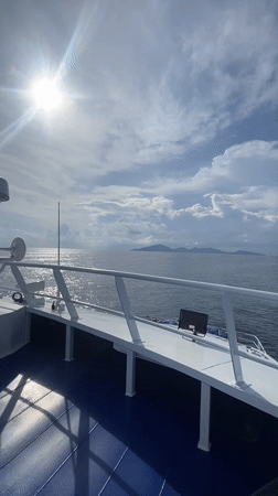 Boat passenger witnesses shimmering seascape near Ko Tao, Thailand