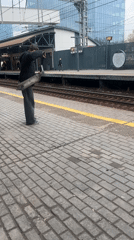Young person spotted on Moscow train platform