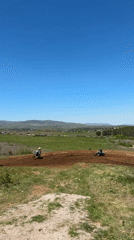 Dirt bikers practice on motocross track in rural Bulgaria
