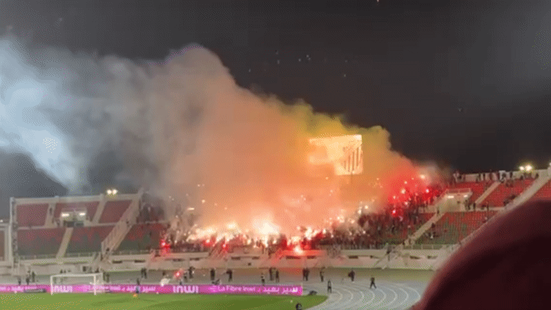 Packed Fez Stadium Hosts Night Football Match With Fan Displays