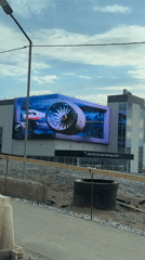 3D airplane engine illusion displayed on Perm building billboard