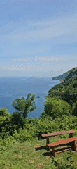 Morning coastal scenes captured in Karangasem as cruise ship passes