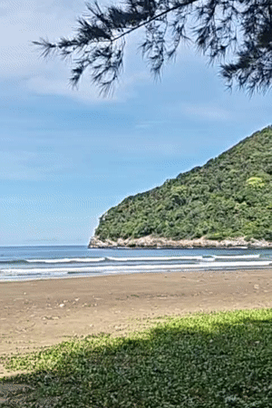 Peaceful morning documented at Naga Umbang beach, Indonesia