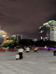 Night out on the plaza in Guangzhou's Zhujiang New Town