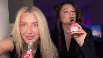 Two women celebrate Valentine's Day evening in Belgrade