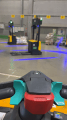 Warehouse worker films routine operations from industrial vehicle in Russia