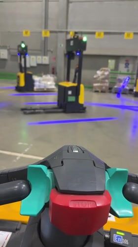 Warehouse worker films routine operations from industrial vehicle in Russia