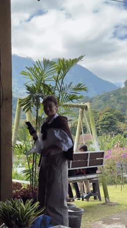 Hanging out at a mountain patio in Sukasada, Bali
