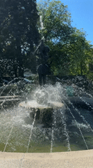 Park fountain with bronze sculpture operates in Sandanski, Bulgaria