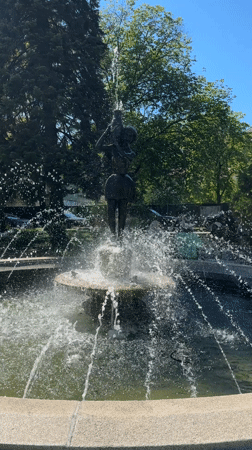 Park fountain with bronze sculpture operates in Sandanski, Bulgaria