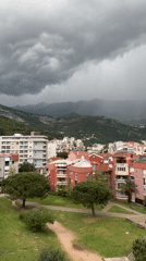 Stormy skies captured over city park landscape