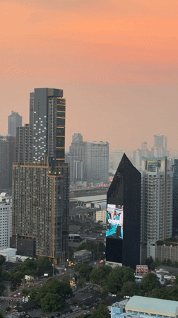 Bangkok sunset captured from multiple vantage points across city