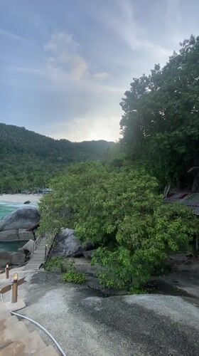 Woman explores Haad Rin Beach during Thailand morning visit