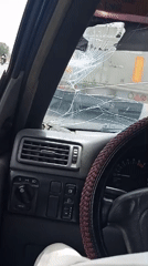 Driver observes tanker truck through cracked windshield in Bauchi