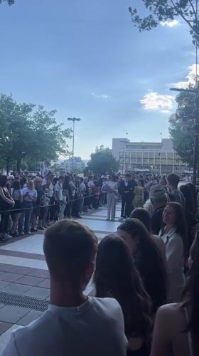 Crowd gathers at American University Bulgaria campus, boxing training observed
