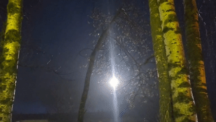 Nighttime street scene documented in Krasnogorskoye Russia April 2026