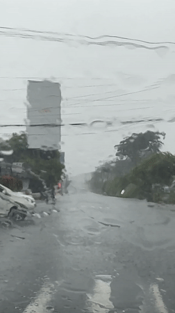 Heavy rain observed in Kuta, Indonesia early morning