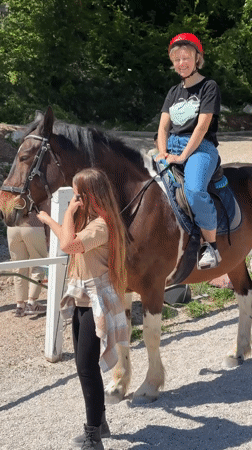 Horseback riding lessons documented at Montenegro stable facility