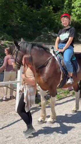 Horseback riding lessons documented at Montenegro stable facility