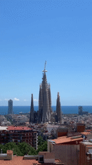 Construction continues at Barcelona's Sagrada Familia under sunny skies