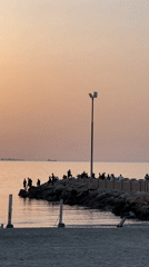 Evening waterfront activity captured in Kiryat Yam, Israel