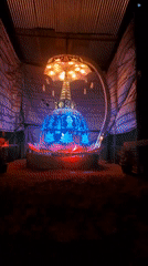 Illuminated Buddhist stupa observed in Panama, Sri Lanka park