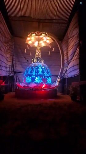 Illuminated Buddhist stupa observed in Panama, Sri Lanka park