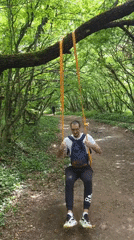 Man uses homemade swing, slackline equipment in Shumen forest