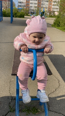 Baby's afternoon stroll through urban neighborhood captured in memories