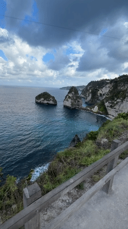 Nusa Penida's rugged coastal cliffs meet deep blue ocean
