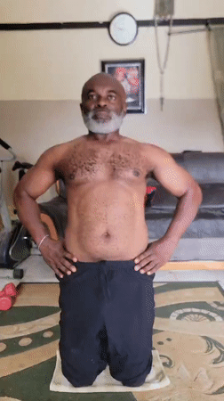 Man's Morning Workout Routine Captured in Nigerian Home
