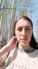 Morning walk through birch forest to waterfront documented