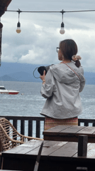 Tourist moments captured on cloudy Nusa Penida beaches