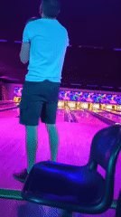 Neon-lit bowling night in Chelles, France