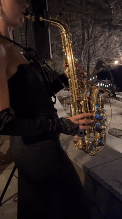 Live sax and DJ set at an outdoor night event in Montenegro