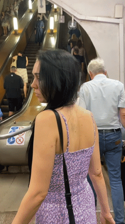 Morning rush on the Moscow Metro escalators and trains